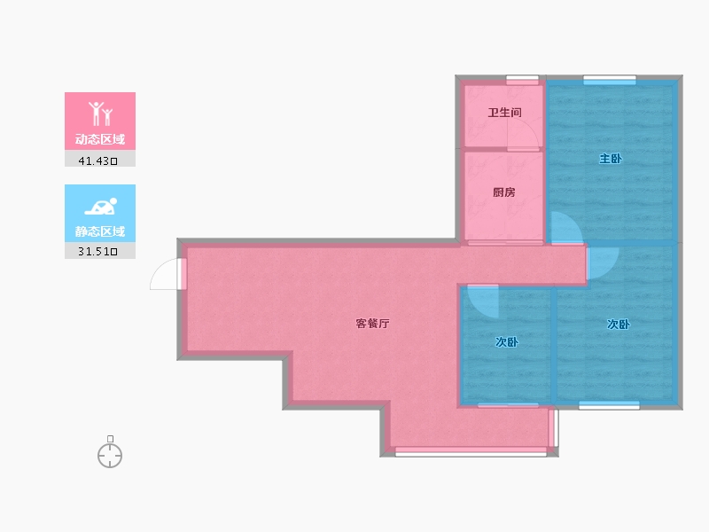 广东省-珠海市-翠怡花园-71.00-户型库-动静分区