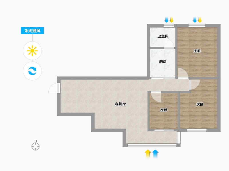 广东省-珠海市-翠怡花园-71.00-户型库-采光通风