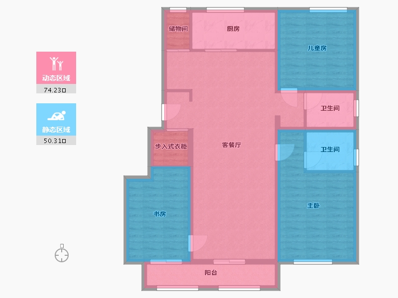 河北省-沧州市-贻成·御景狮城-104.80-户型库-动静分区