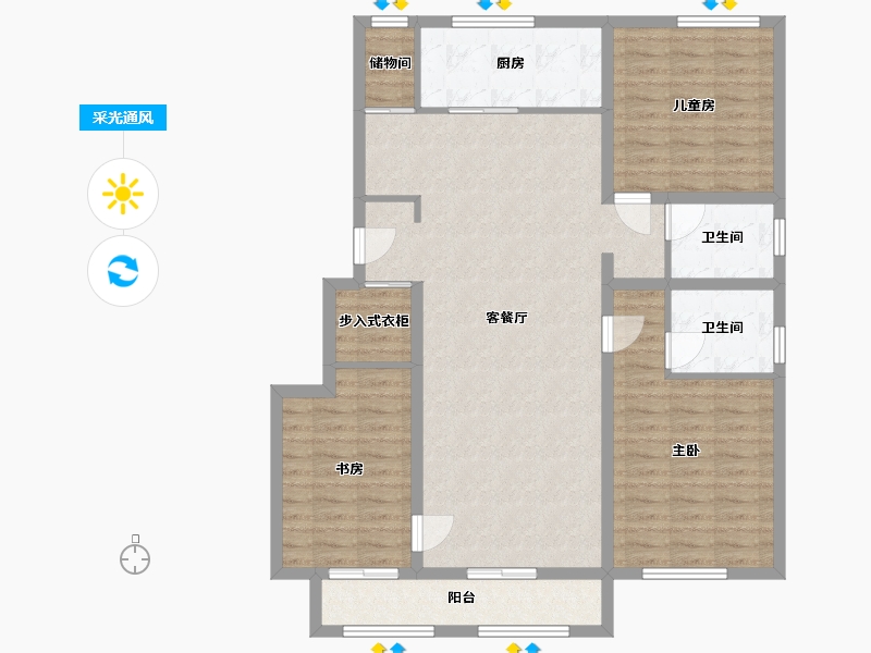 河北省-沧州市-贻成·御景狮城-104.80-户型库-采光通风