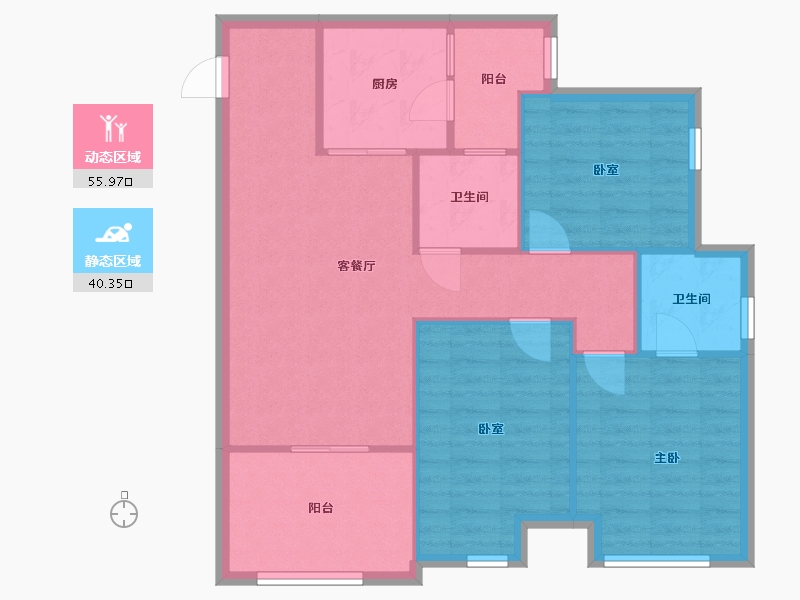 重庆-重庆市-保利观塘-84.40-户型库-动静分区