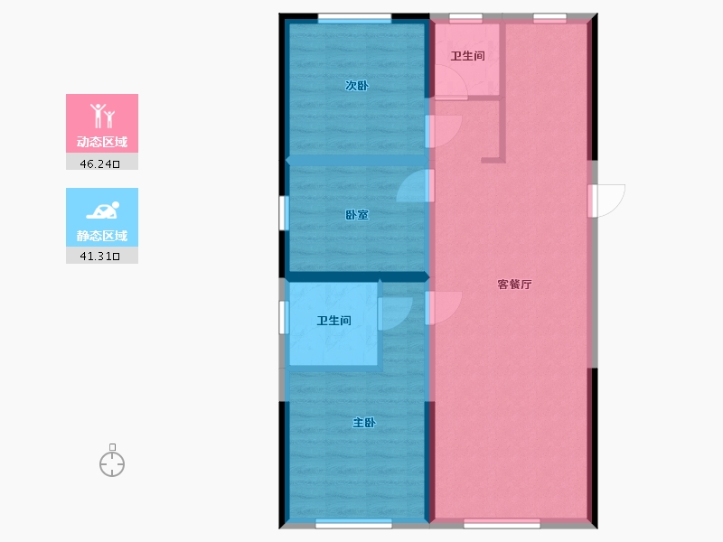 内蒙古自治区-呼和浩特市-万锦云锦-85.60-户型库-动静分区