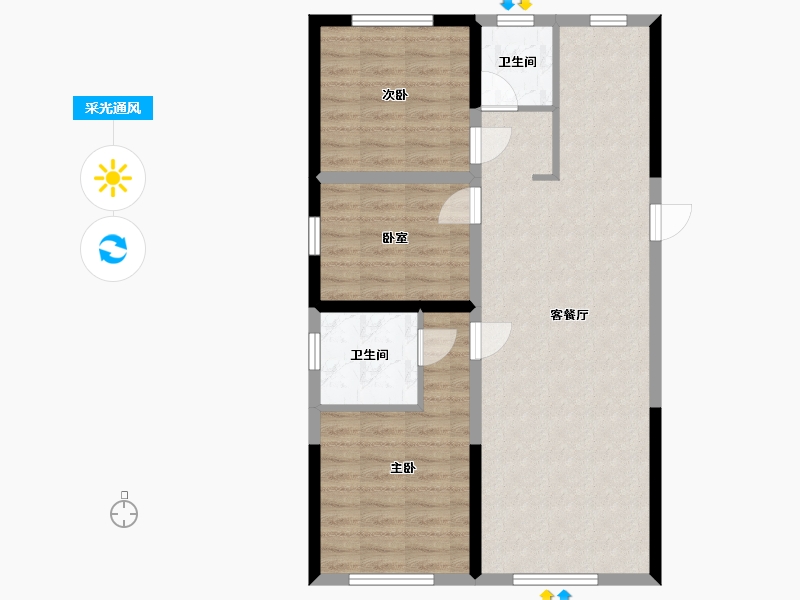 内蒙古自治区-呼和浩特市-万锦云锦-85.60-户型库-采光通风