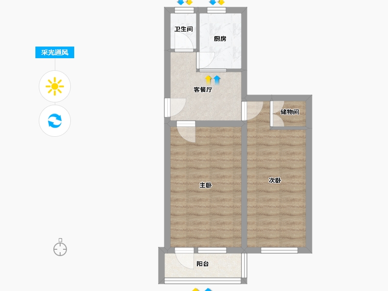 北京-北京市-月坛南街1号院-46.16-户型库-采光通风