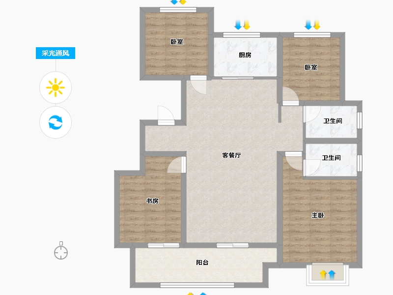 河南省-安阳市-景秀华府-112.80-户型库-采光通风