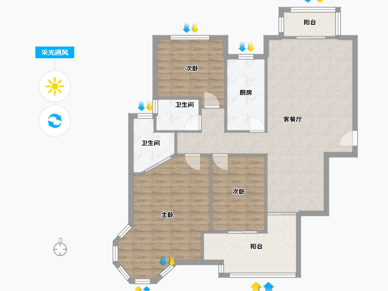 湖北省-武汉市-东方莱茵-105.01-户型库-采光通风