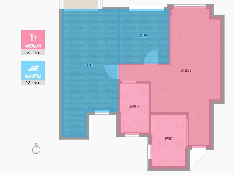 浙江省-金华市-中天公元诚品小区-61.74-户型库-动静分区