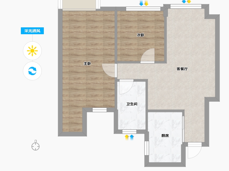 浙江省-金华市-中天公元诚品小区-61.74-户型库-采光通风