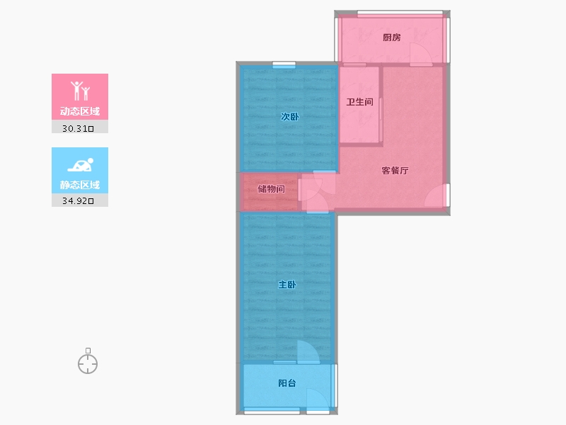 河北省-石家庄市-村南街宿舍-58.20-户型库-动静分区