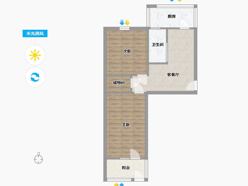 河北省-石家庄市-村南街宿舍-58.20-户型库-采光通风