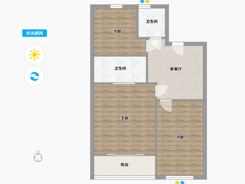 浙江省-宁波市-富力御官山-70.00-户型库-采光通风