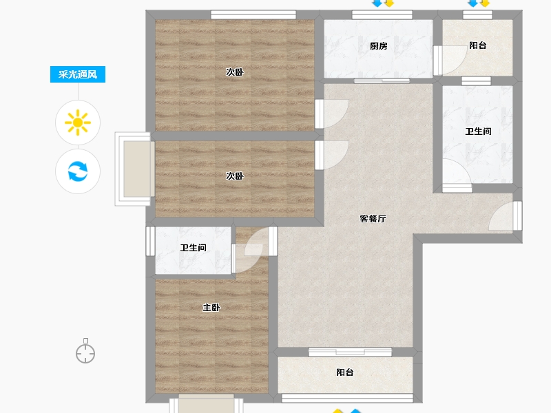 山西省-运城市-恒泰嘉苑-111.15-户型库-采光通风