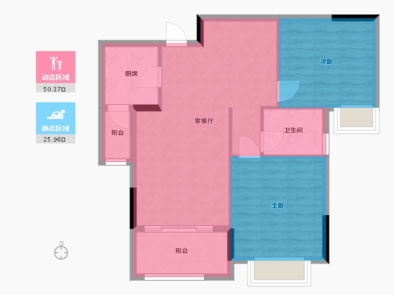 安徽省-芜湖市-颐景湾畔-70.22-户型库-动静分区