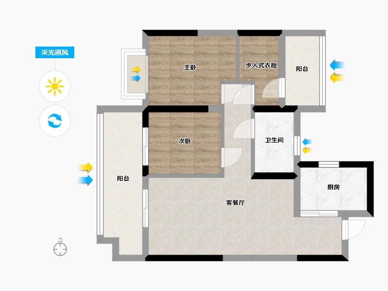 河南省-郑州市-保利·和光屿湖-72.00-户型库-采光通风