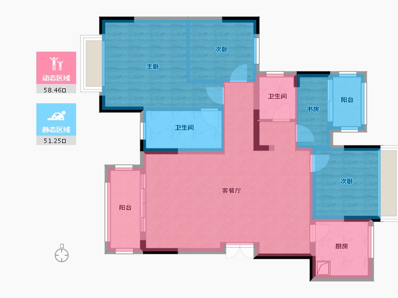 四川省-泸州市-峰景东苑-96.26-户型库-动静分区