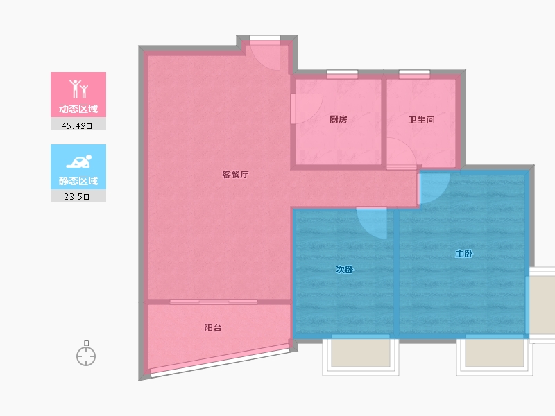 广东省-深圳市-新安湖花园-新昆阁-63.90-户型库-动静分区