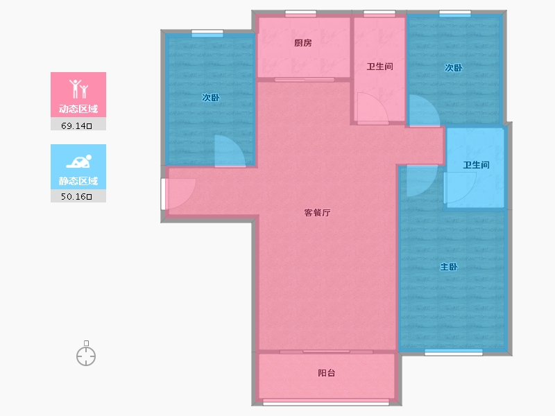 河北省-张家口市-启圣银河湾-110.40-户型库-动静分区