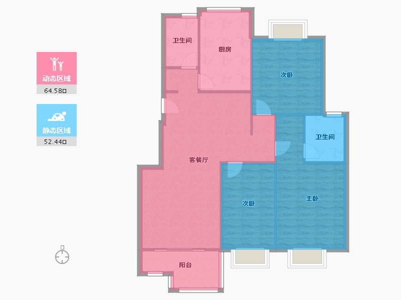 云南省-昆明市-华都花园B区-106.00-户型库-动静分区