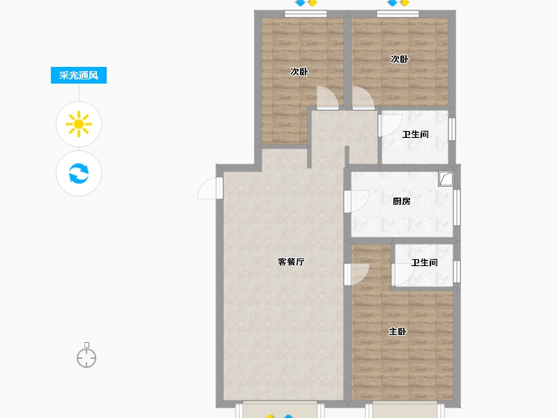 新疆维吾尔自治区-乌鲁木齐市-融创玖玺台-95.20-户型库-采光通风