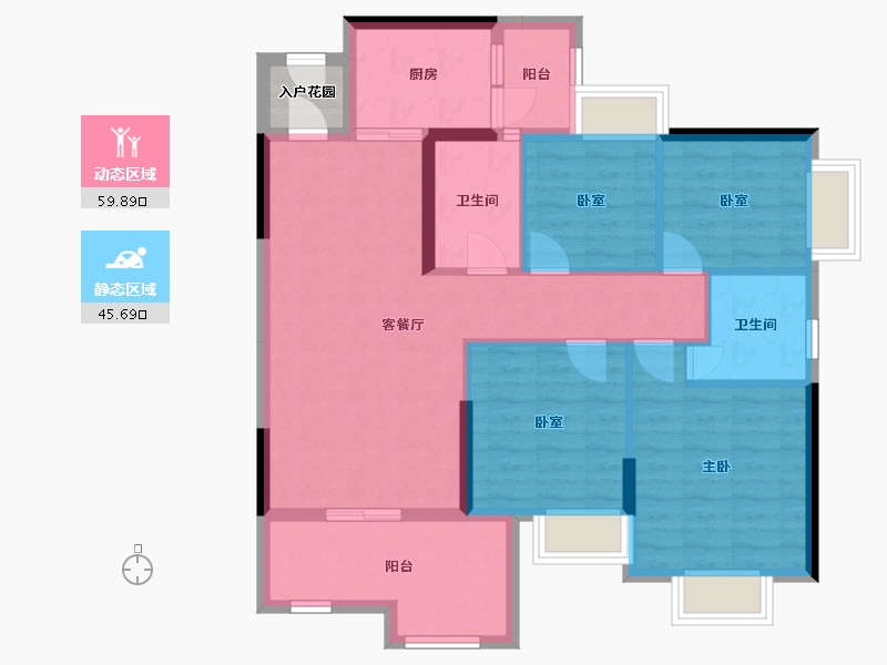 广东省-清远市-瀚清华府-95.20-户型库-动静分区