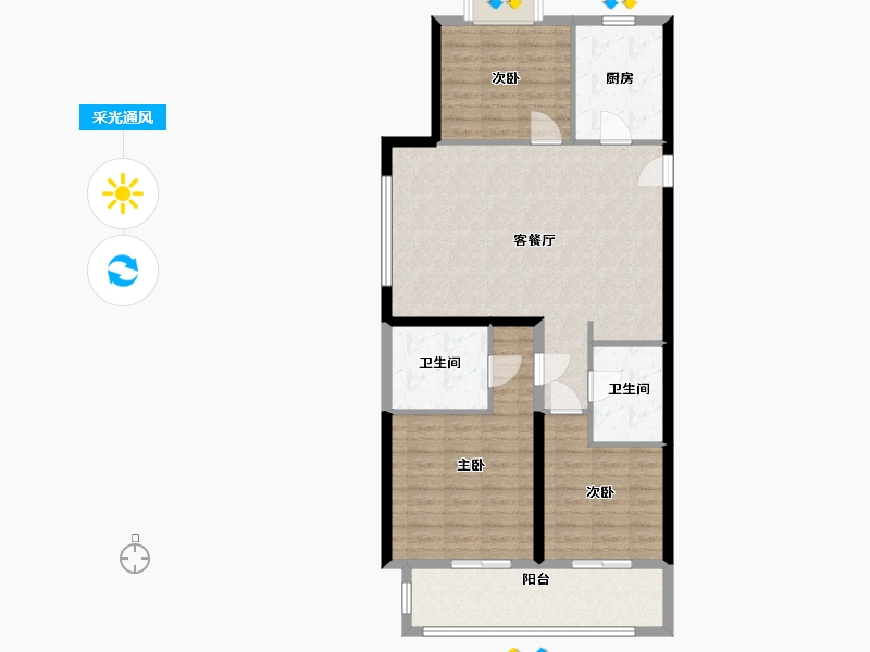 福建省-泉州市-上实海上海依云轩-101.34-户型库-采光通风