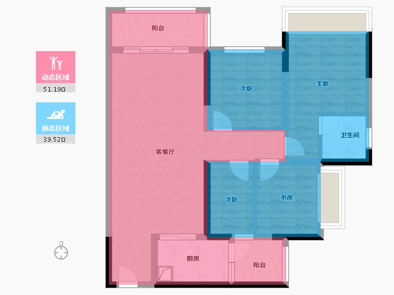 重庆-重庆市-新鸥鹏-80.00-户型库-动静分区