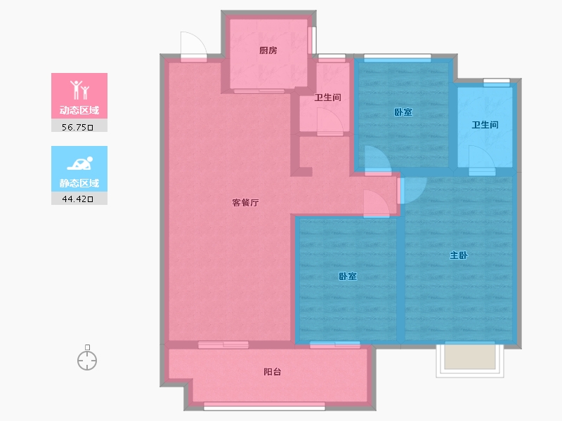 河南省-洛阳市-绿都中梁河风雅叙-89.60-户型库-动静分区