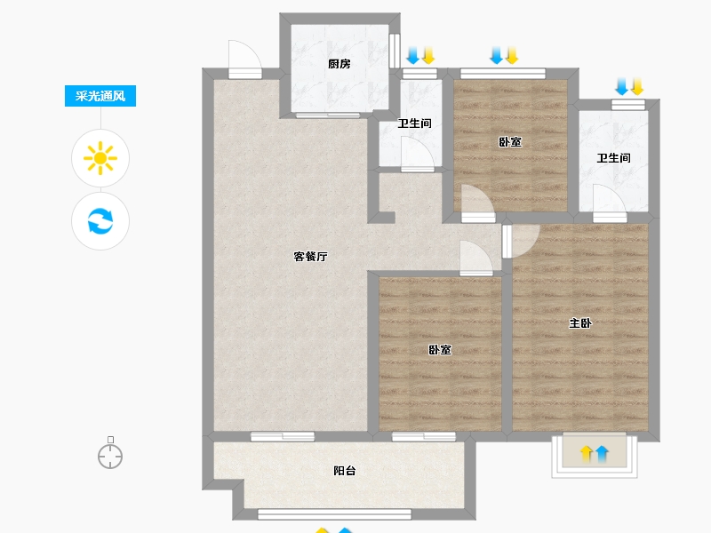 河南省-洛阳市-绿都中梁河风雅叙-89.60-户型库-采光通风