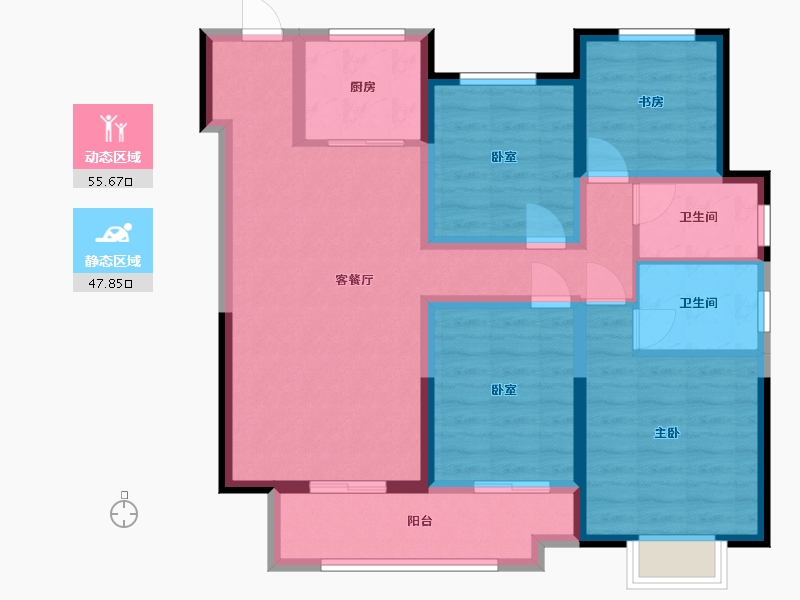 山东省-滨州市-中梁众成拾光九樾-103.86-户型库-动静分区