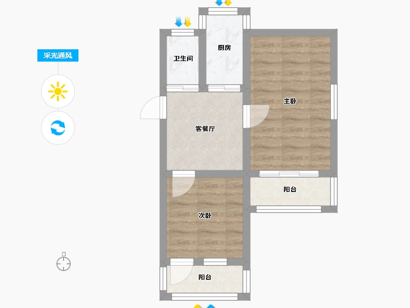 江苏省-无锡市-青山二村-45.00-户型库-采光通风