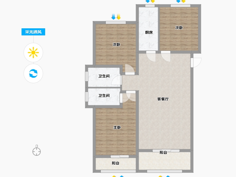 河北省-邯郸市-南湖壹号-117.60-户型库-采光通风