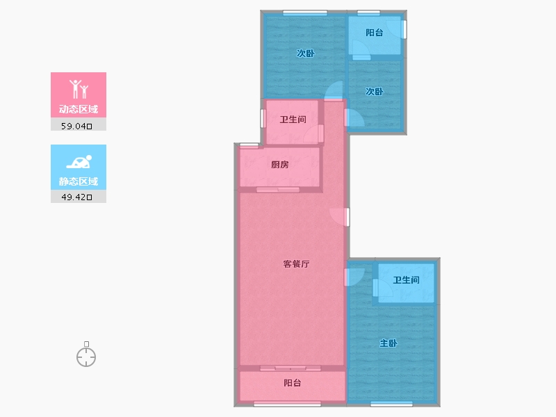 浙江省-杭州市-琅琴湾-88.47-户型库-动静分区