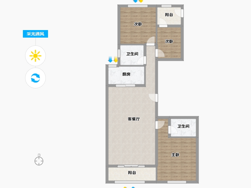 浙江省-杭州市-琅琴湾-88.47-户型库-采光通风