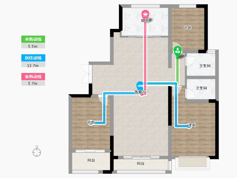 山东省-烟台市-花园府邸-105.00-户型库-动静线