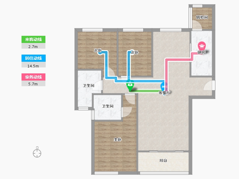 内蒙古自治区-呼和浩特市-恒大名都-96.50-户型库-动静线