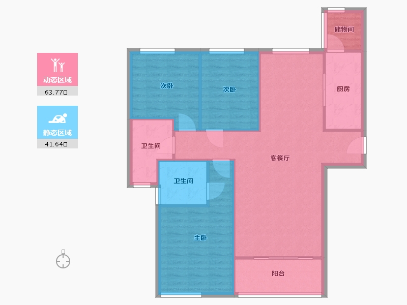 内蒙古自治区-呼和浩特市-恒大名都-96.50-户型库-动静分区