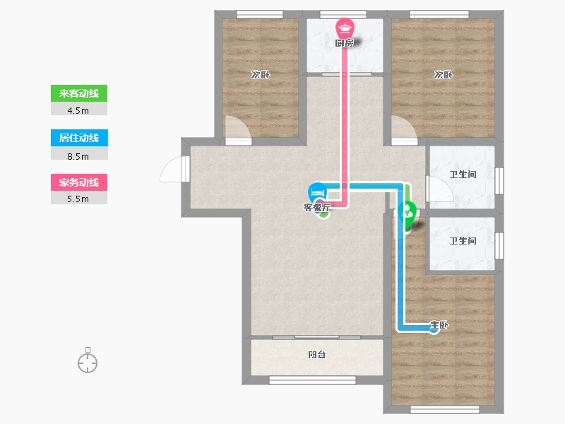 河北省-廊坊市-凯德嘉园小区-96.00-户型库-动静线