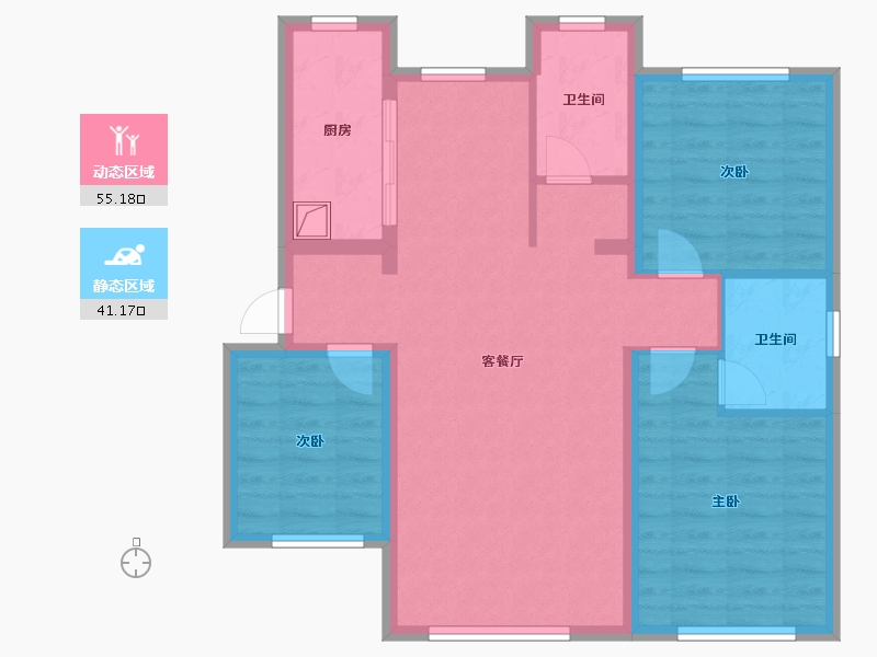 辽宁省-营口市-金泰城-三期-96.59-户型库-动静分区