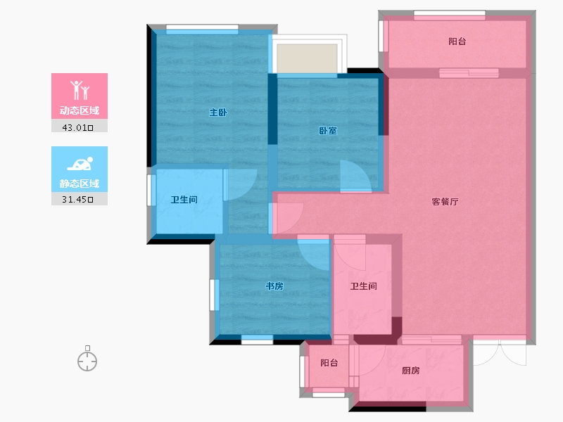 四川省-南充市-科华云玺台-75.58-户型库-动静分区