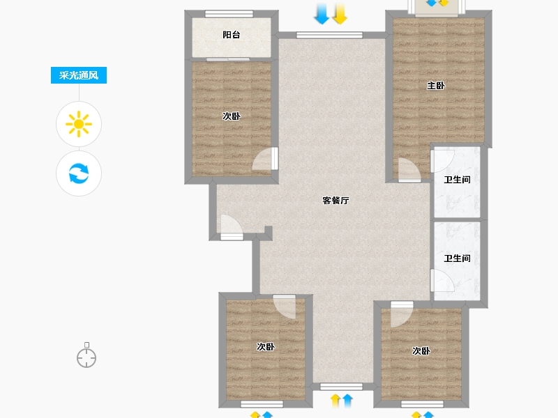 山东省-潍坊市-双裕世纪城-120.00-户型库-采光通风