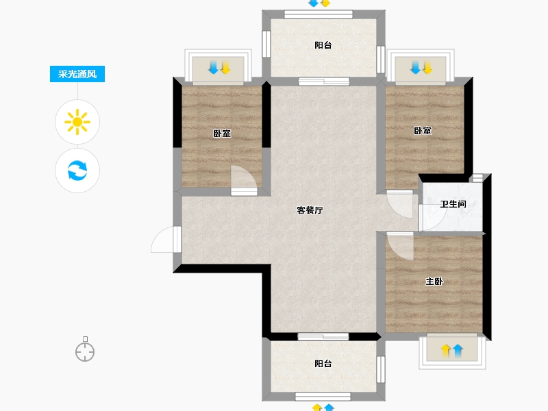 广西壮族自治区-柳州市-融协繁华里-70.18-户型库-采光通风