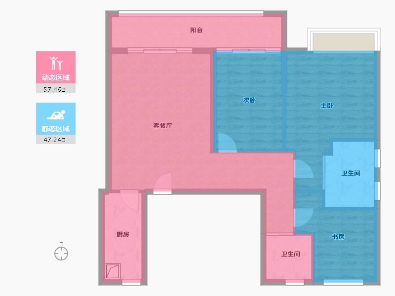 浙江省-宁波市-三里风荷-108.00-户型库-动静分区