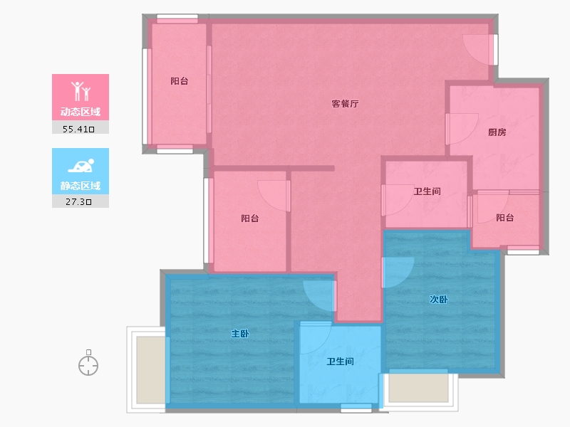 重庆-重庆市-首地江山赋悦江澜-75.39-户型库-动静分区