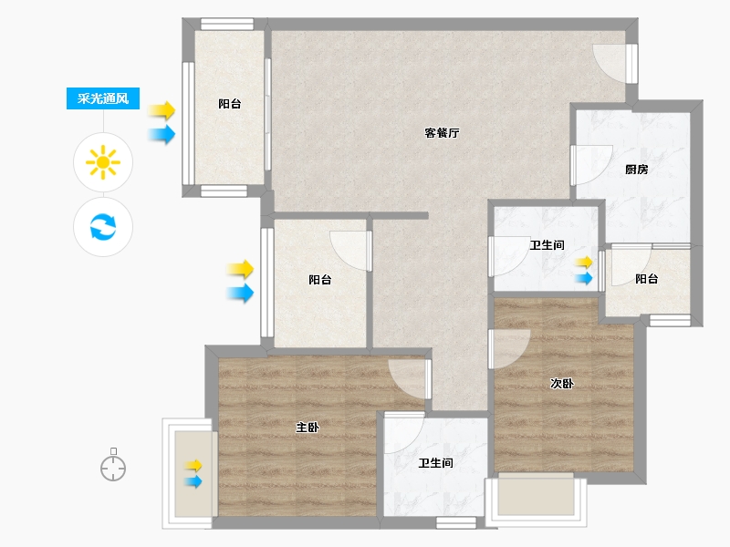 重庆-重庆市-首地江山赋悦江澜-75.39-户型库-采光通风