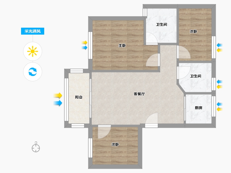 广东省-广州市-名苑别墅-69.00-户型库-采光通风