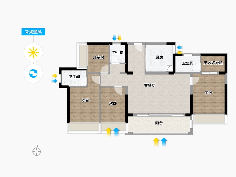 广东省-深圳市-深国际万科和颂轩-112.80-户型库-采光通风