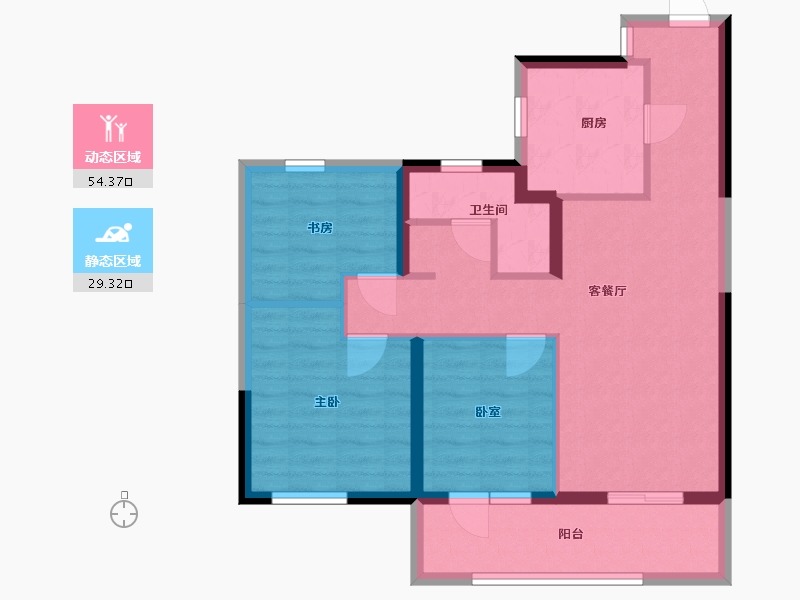 江苏省-无锡市-慧聚拾光-74.40-户型库-动静分区