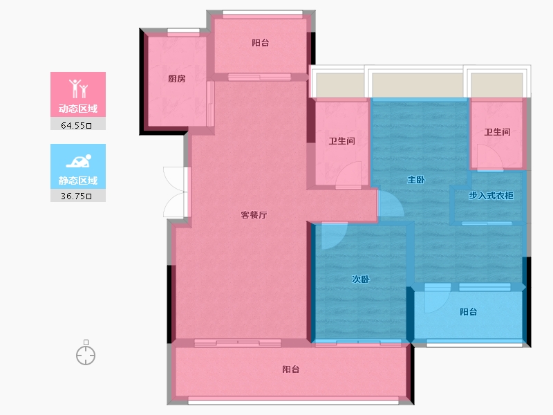 湖南省-衡阳市-万昌宸院-103.65-户型库-动静分区