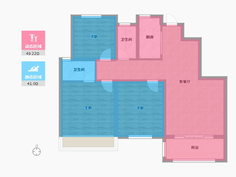 河南省-南阳市-滨河帝城小区-80.00-户型库-动静分区