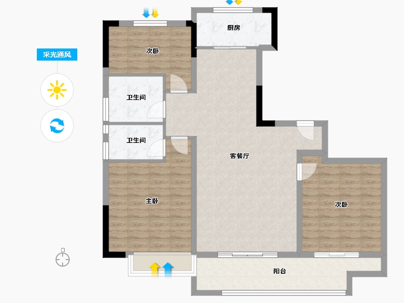 安徽省-蚌埠市-翰林府-107.41-户型库-采光通风